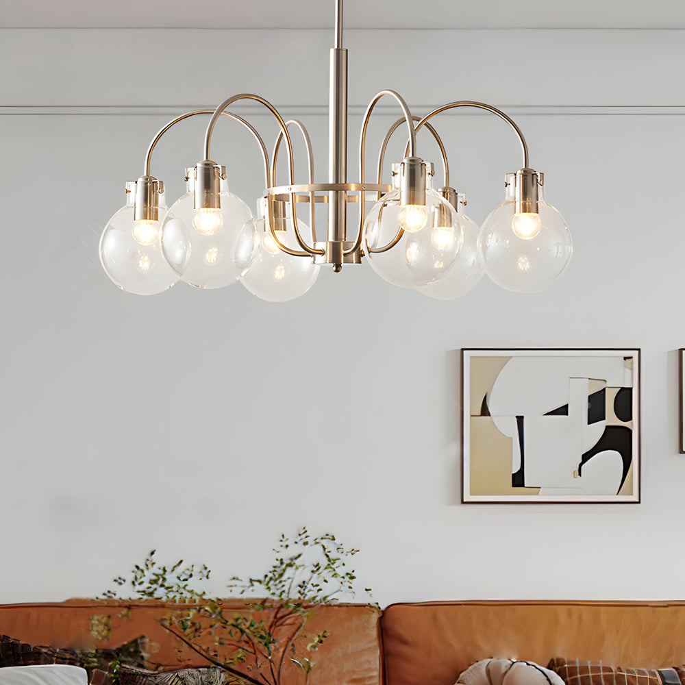 Glass Globe Indoor Nickel Chandelier