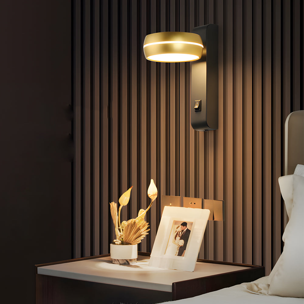 Round 6W LED Wall Sconce Rotatable Bedside Lamp-Lighom
