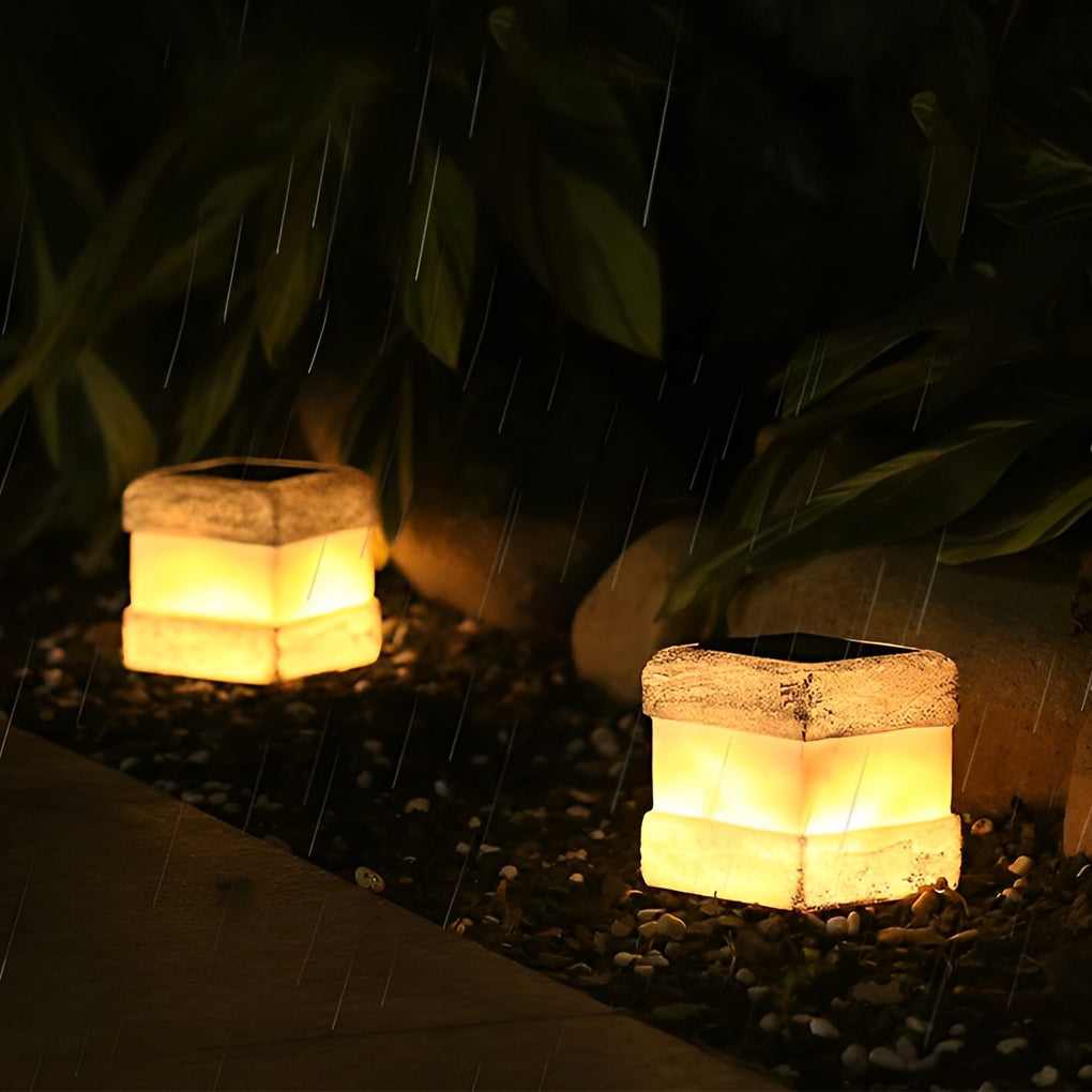 Modern Square Resin Solar Garden Lamp