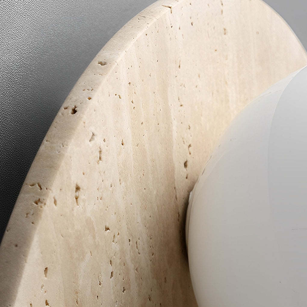 Round Long Yellow Travertine LED Wabi-sabi Japanese Style Wall Lights Fixture-Lighom
