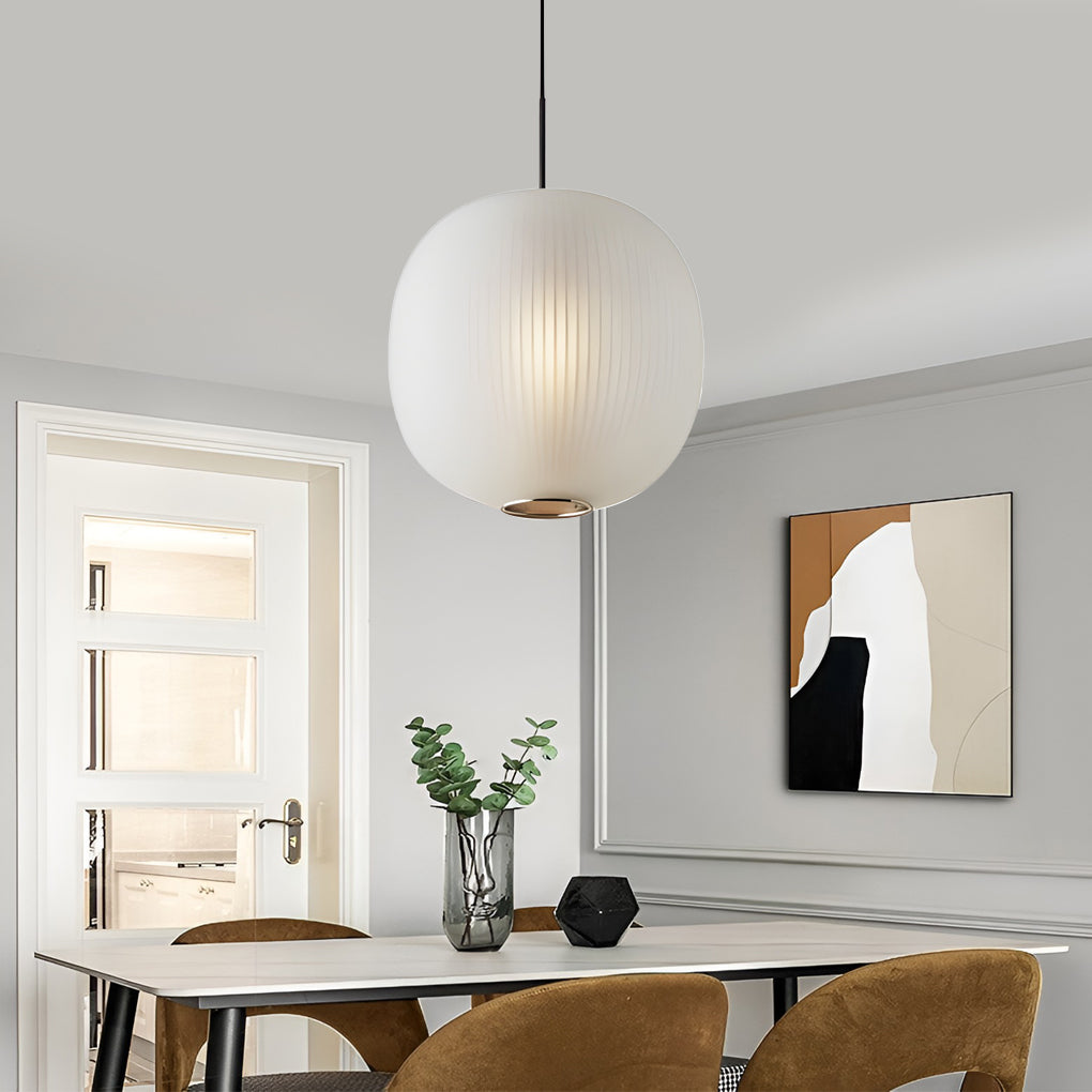 Round Lantern Glass LED Modern Pendant Light