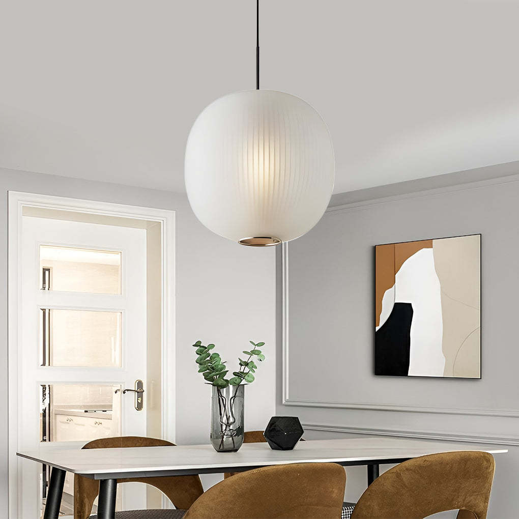 Round Lantern Glass LED Modern Pendant Light