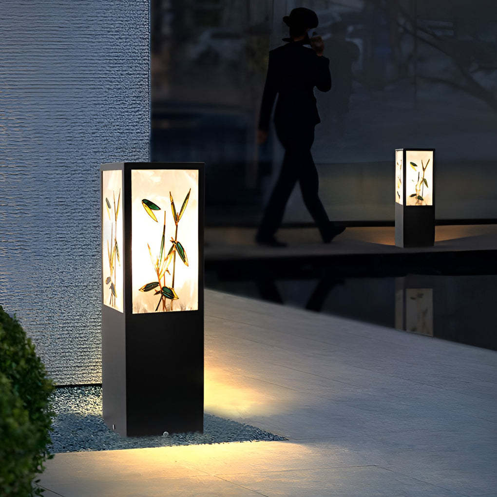 Square Landscape Pattern LED Vintage Solar Path Light — Hardwired