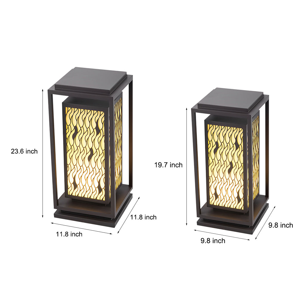 Square Retro Waterproof LED Black Vintage Outdoor Pathway Lights Lawn Lamp-Lighom