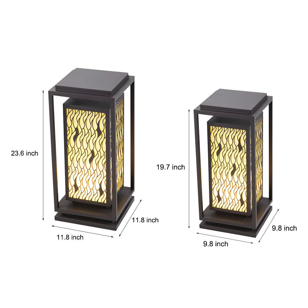 Square Retro Waterproof LED Black Vintage Outdoor Pathway Lights Lawn Lamp-Lighom