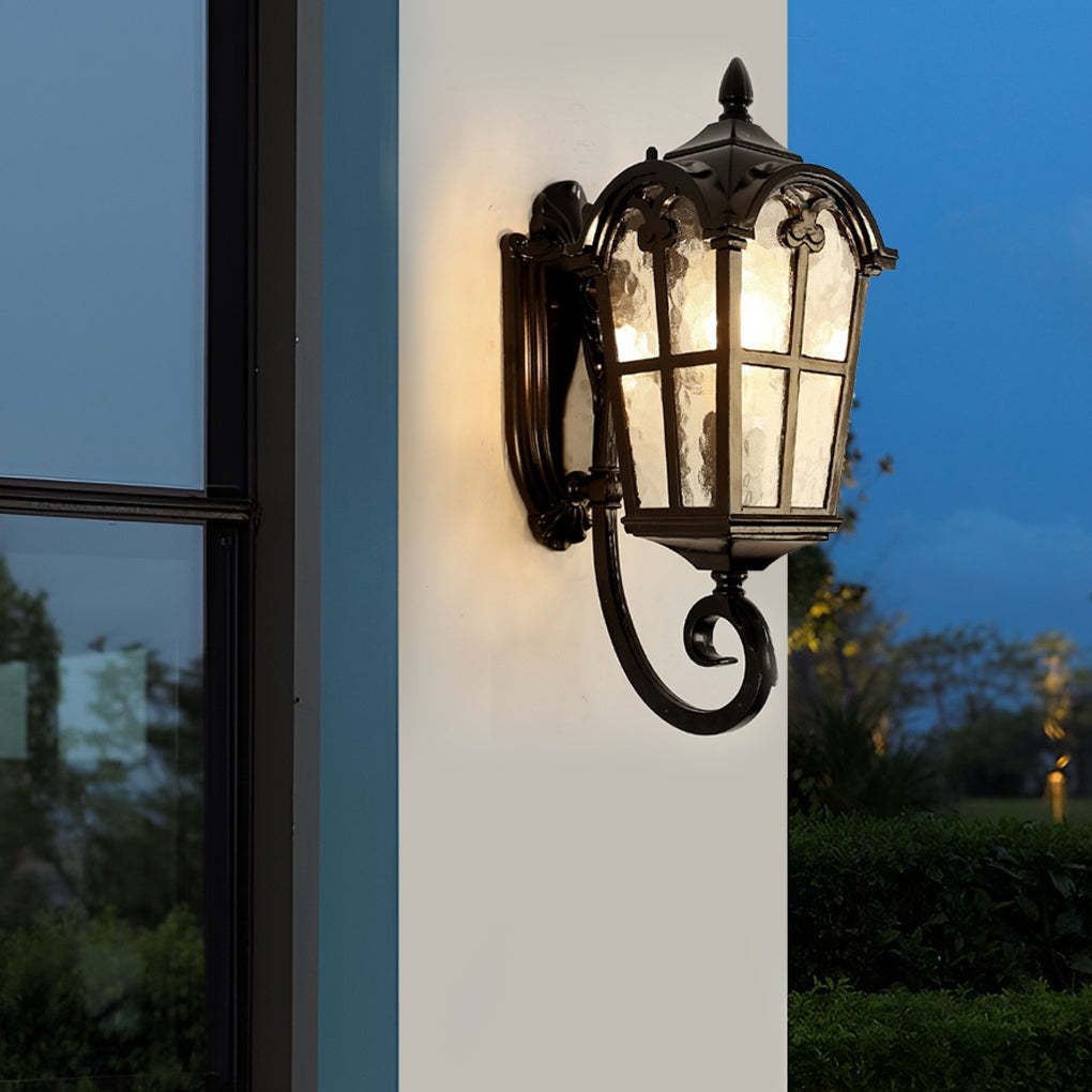 Waterproof Vintage Lantern Black Retro Outdoor Plug-In Wall