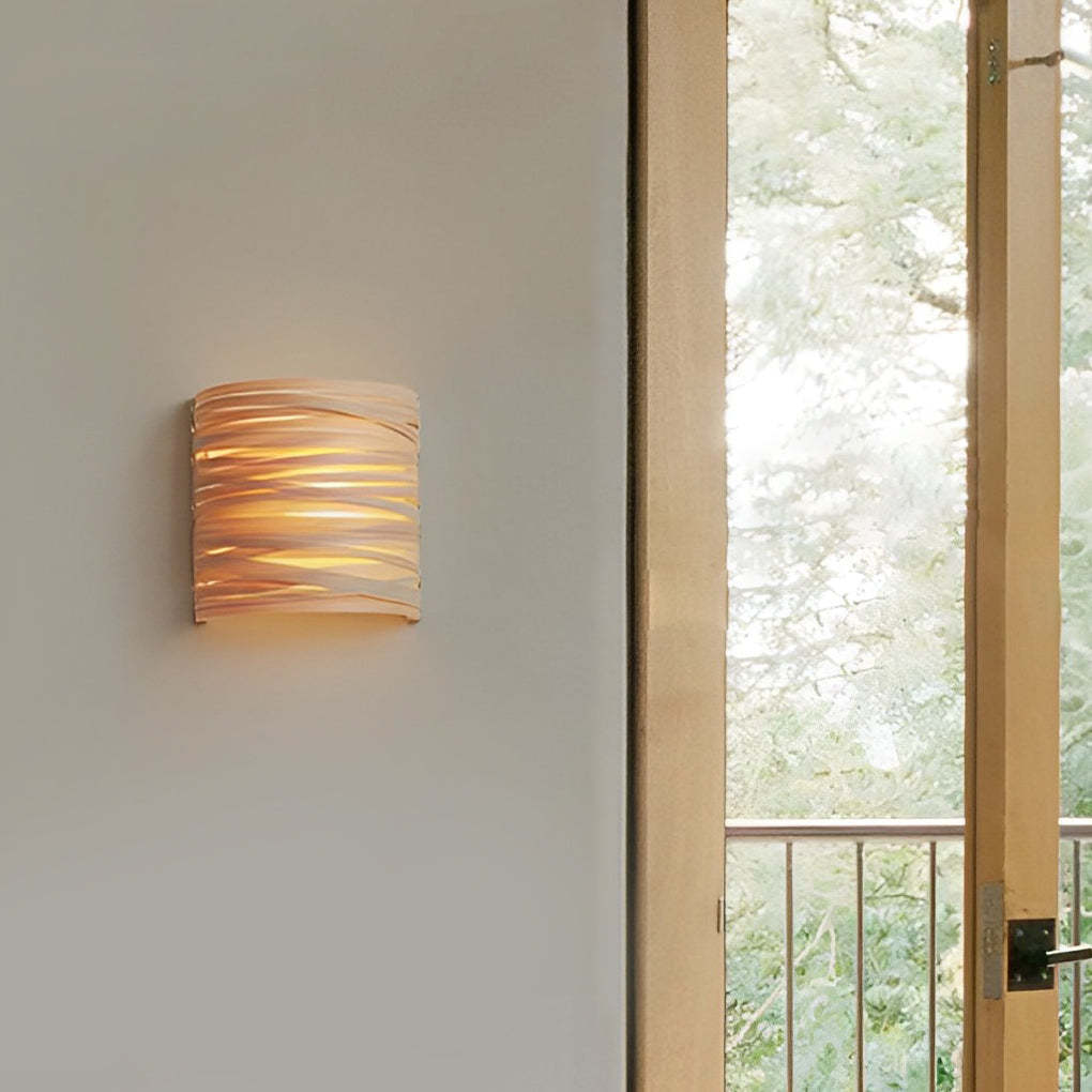 Semi-Cylindrical Handmade Wood Modern Atmosphere Wall Lamp