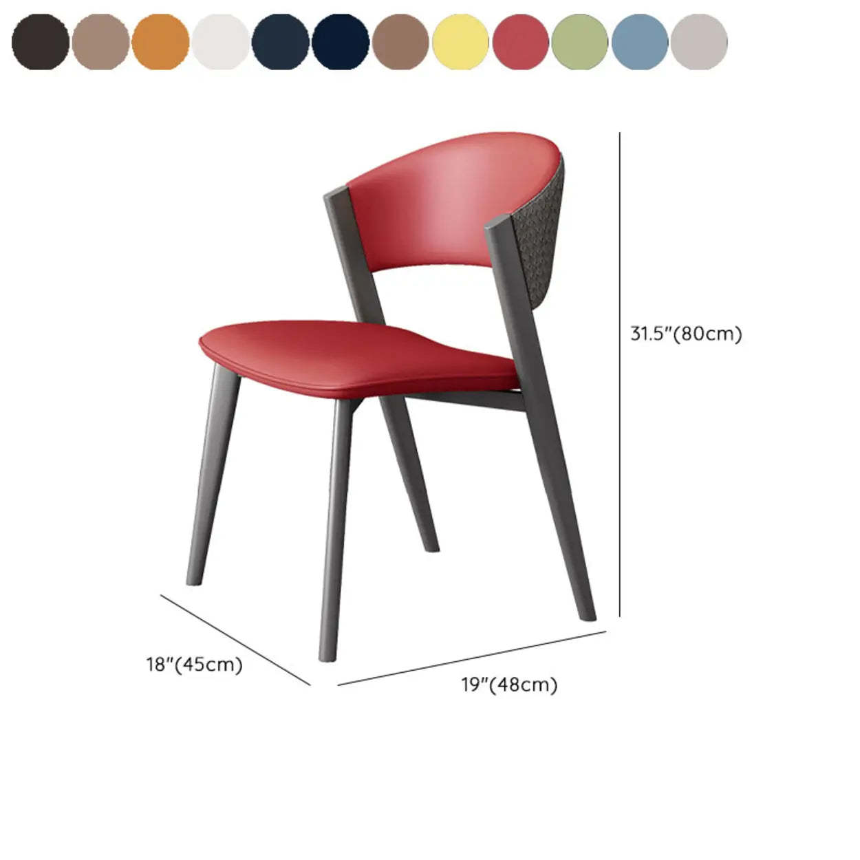 Nordic Curved Open-Back Faux Leather Dining Chair