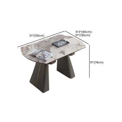 Contemporary Gray Marble Extendable Dining Table
