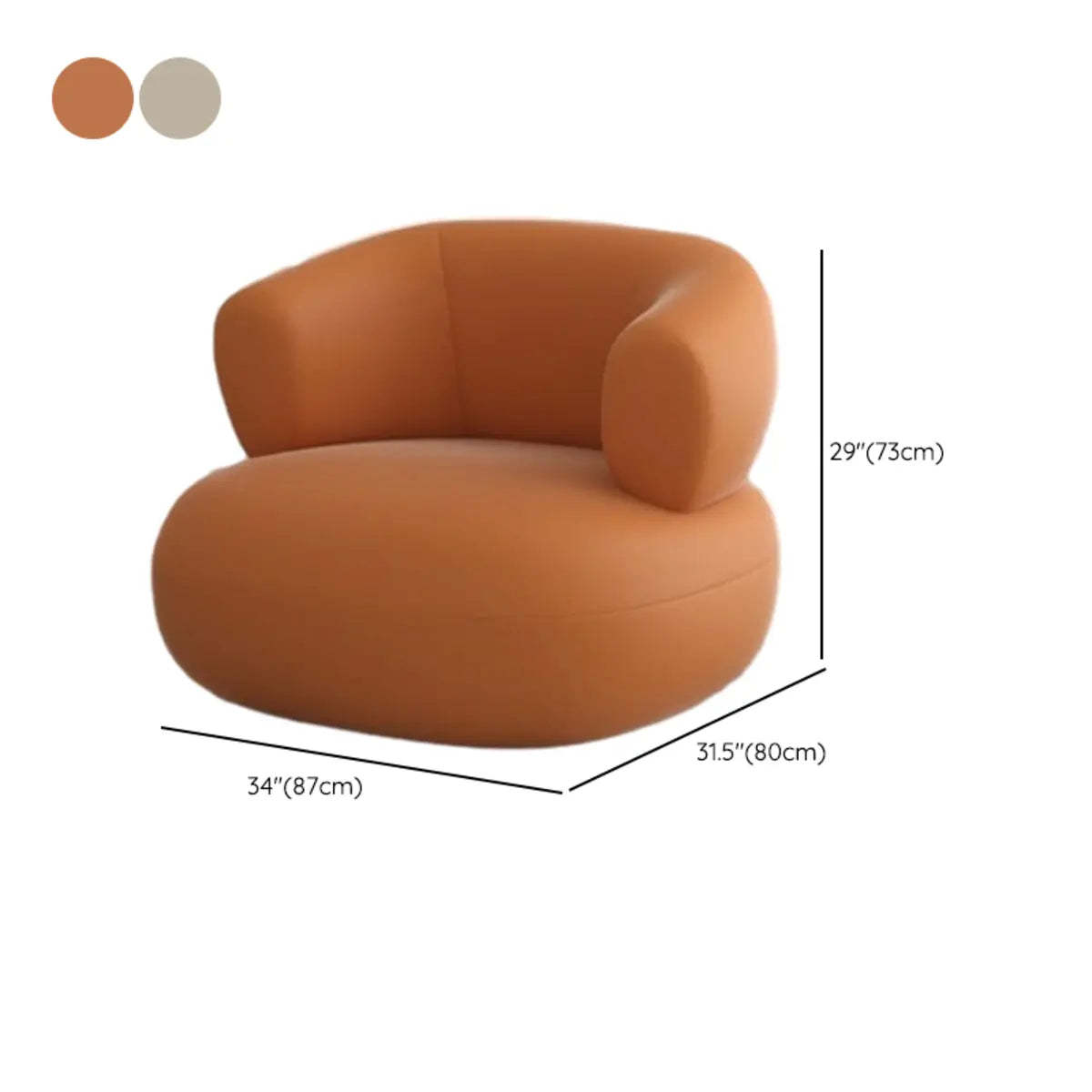 Beige Stain Resistant Round Arm Curved Back Chair