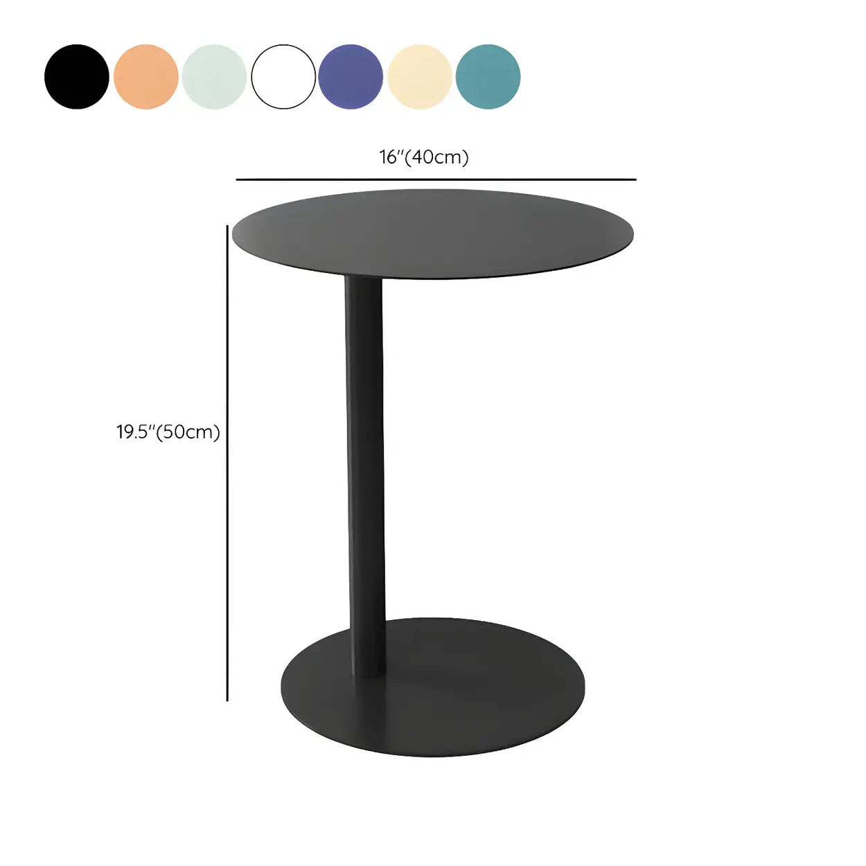 Round Metal C-Shape Side Table — Orange-Red / 2