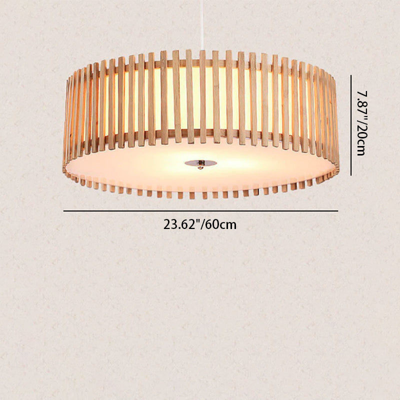 Modern Wooden Cylindrical Flush Mount Light