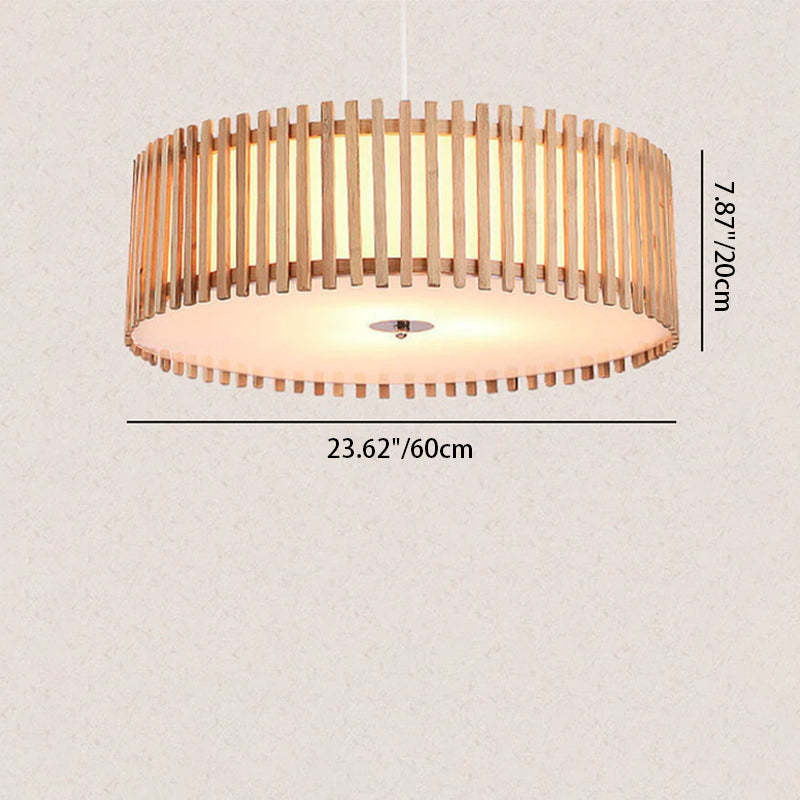 Modern Wooden Cylindrical Flush Mount Light