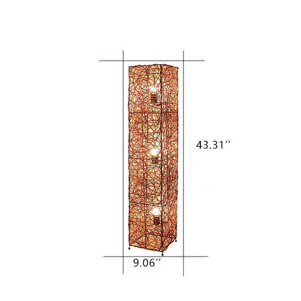 Minimalist Rattan Weaving Column 3-Light Floor Lamp