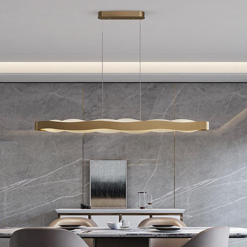 Lighom minimalist wave island gold chandeliers in acrylic — 39.37" W x 47.24" L / Warm White (3000K) / 220V-240V (UK/AU)