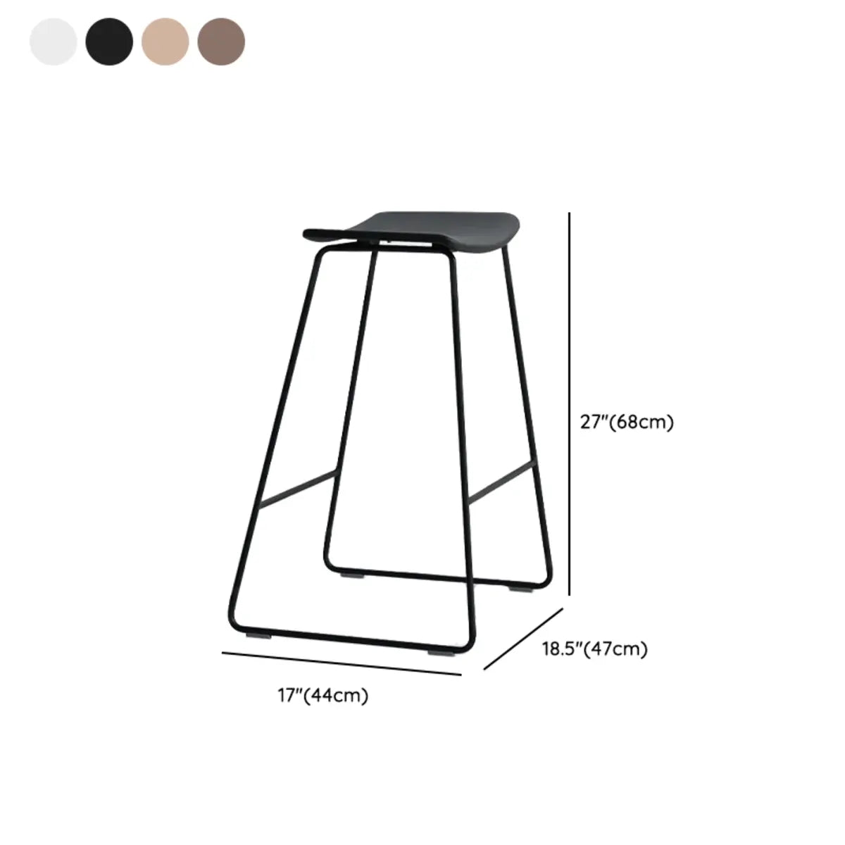 White Leather Square Backless Saddle Bar Stool