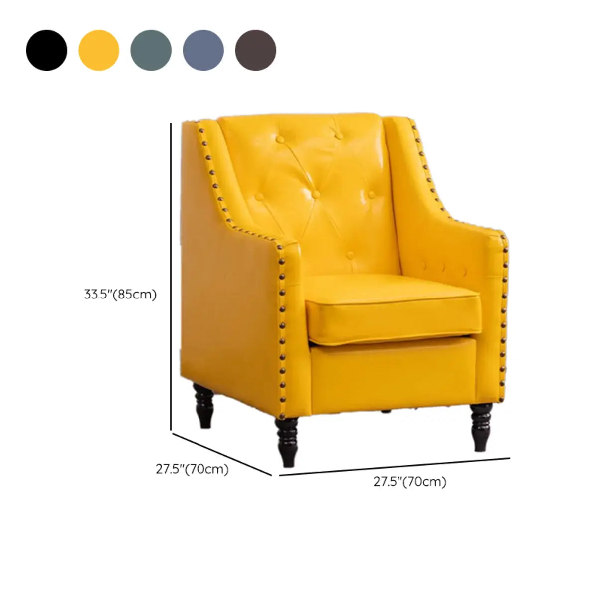 Blackish Green Oiled Leather Flared-Arm Lounge Chair