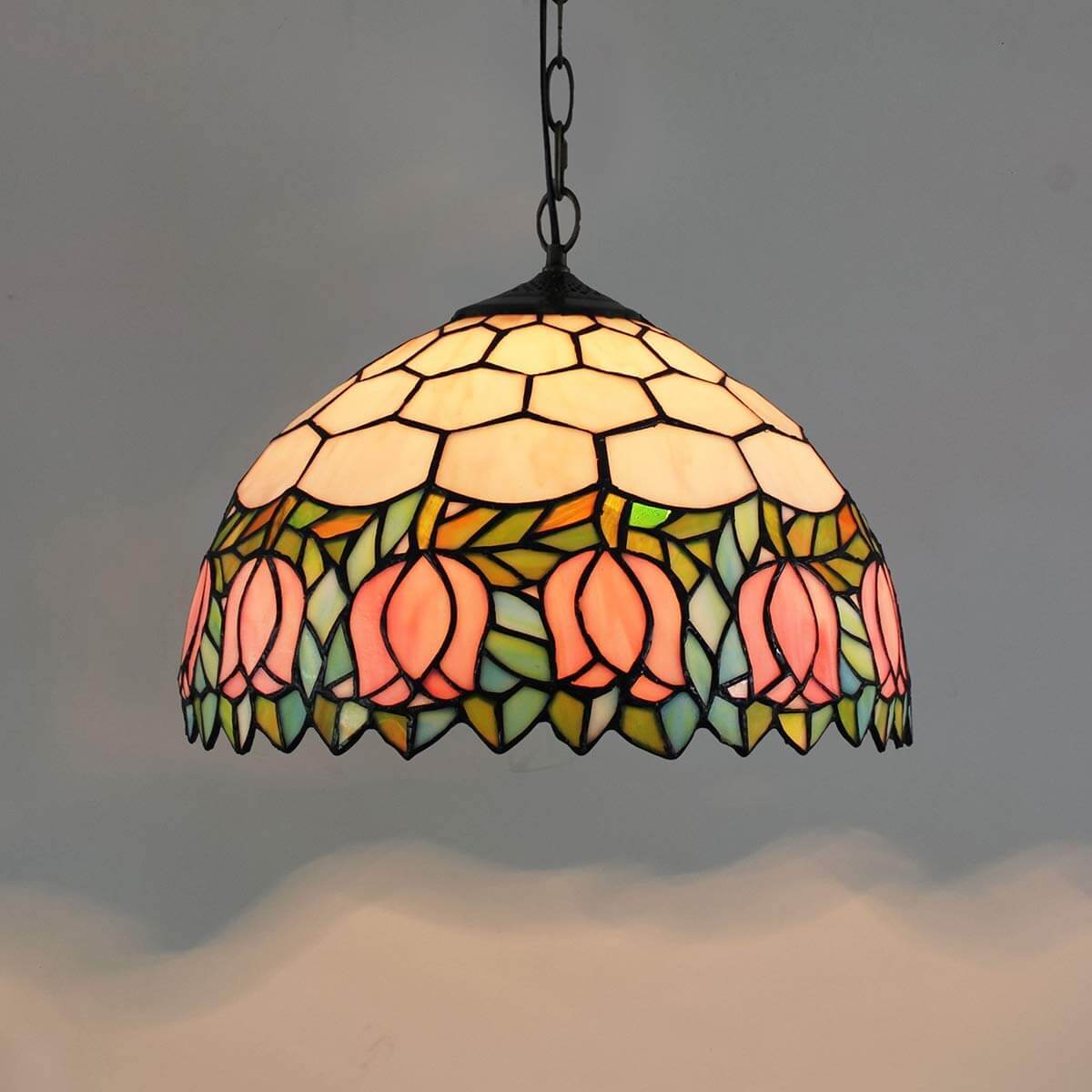 Tiffany Tulip Stained Glass Pendant Light