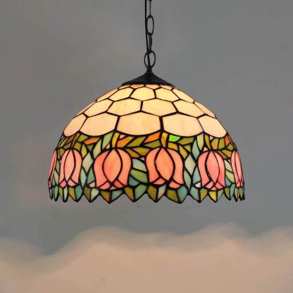 Tiffany Tulip Stained Glass Pendant Light
