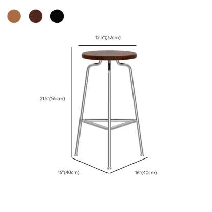 Round Tripod Metal Backless Black Bar Stool
