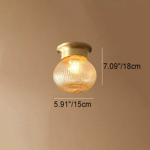 Vintage Copper Glass Round Ceiling Light