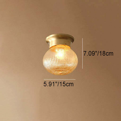 Vintage Copper Glass Round Ceiling Light