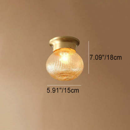 Vintage Copper Glass Round Ceiling Light
