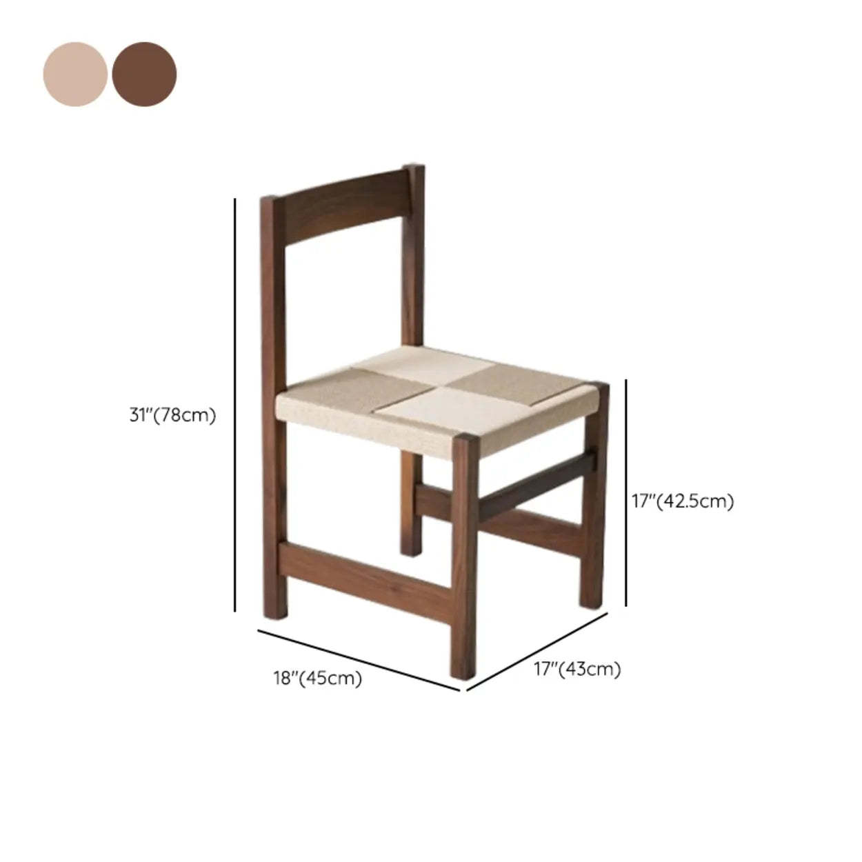 Open Braided Rope Rectangle Wood Dining Chair
