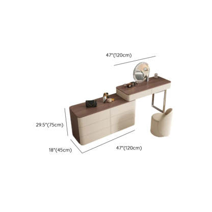 Modern Rectangular Leather Off-White Mirror Vanity