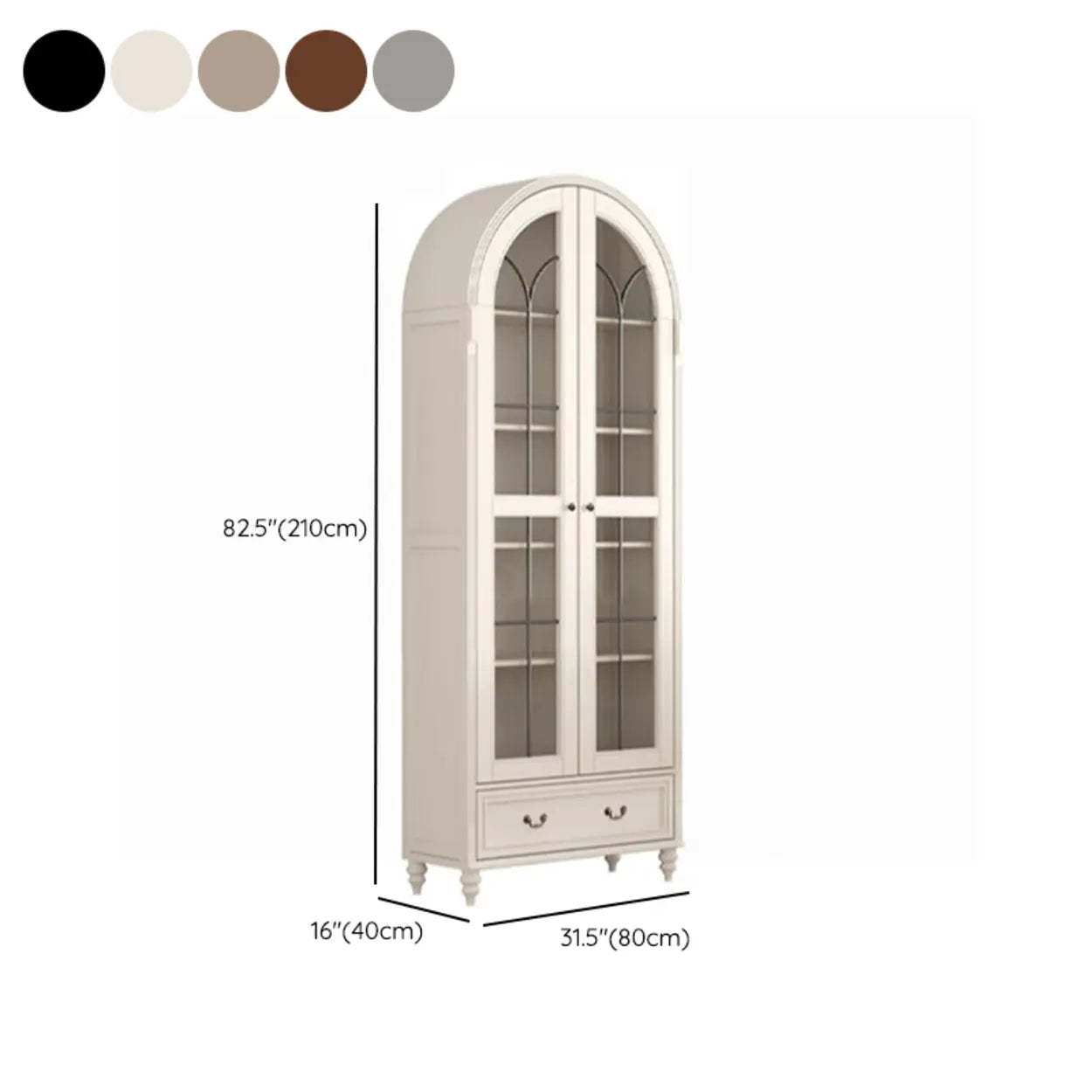 White Arched Glass Display Cabinet