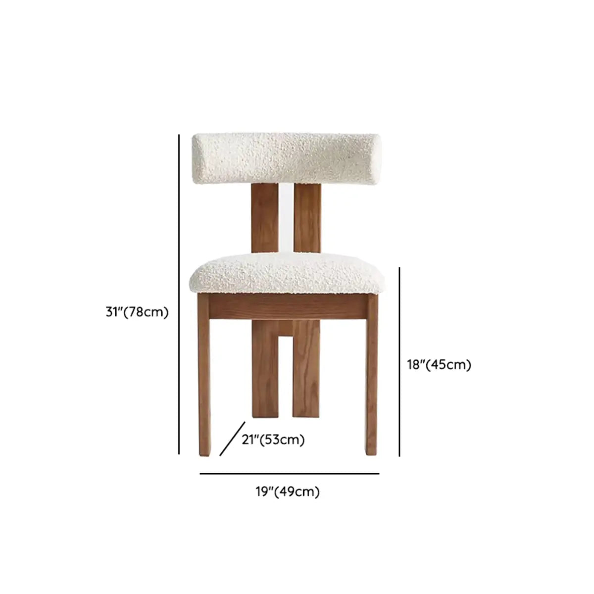 White Sherpa Slat-Back Armless Dining Chair