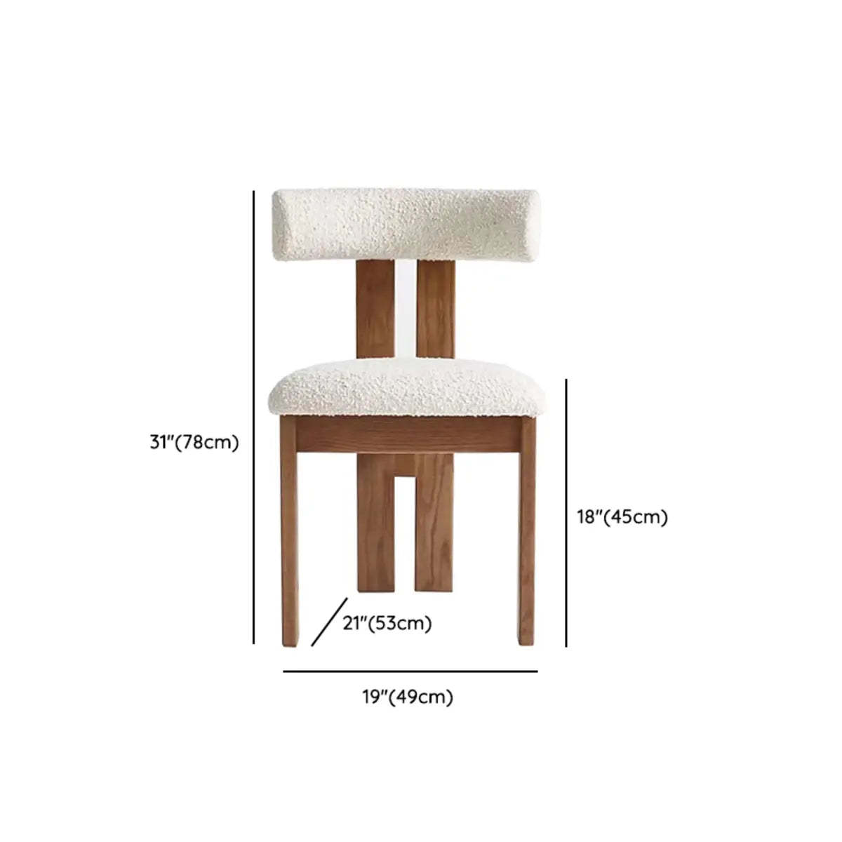 White Sherpa Slat-Back Armless Dining Chair