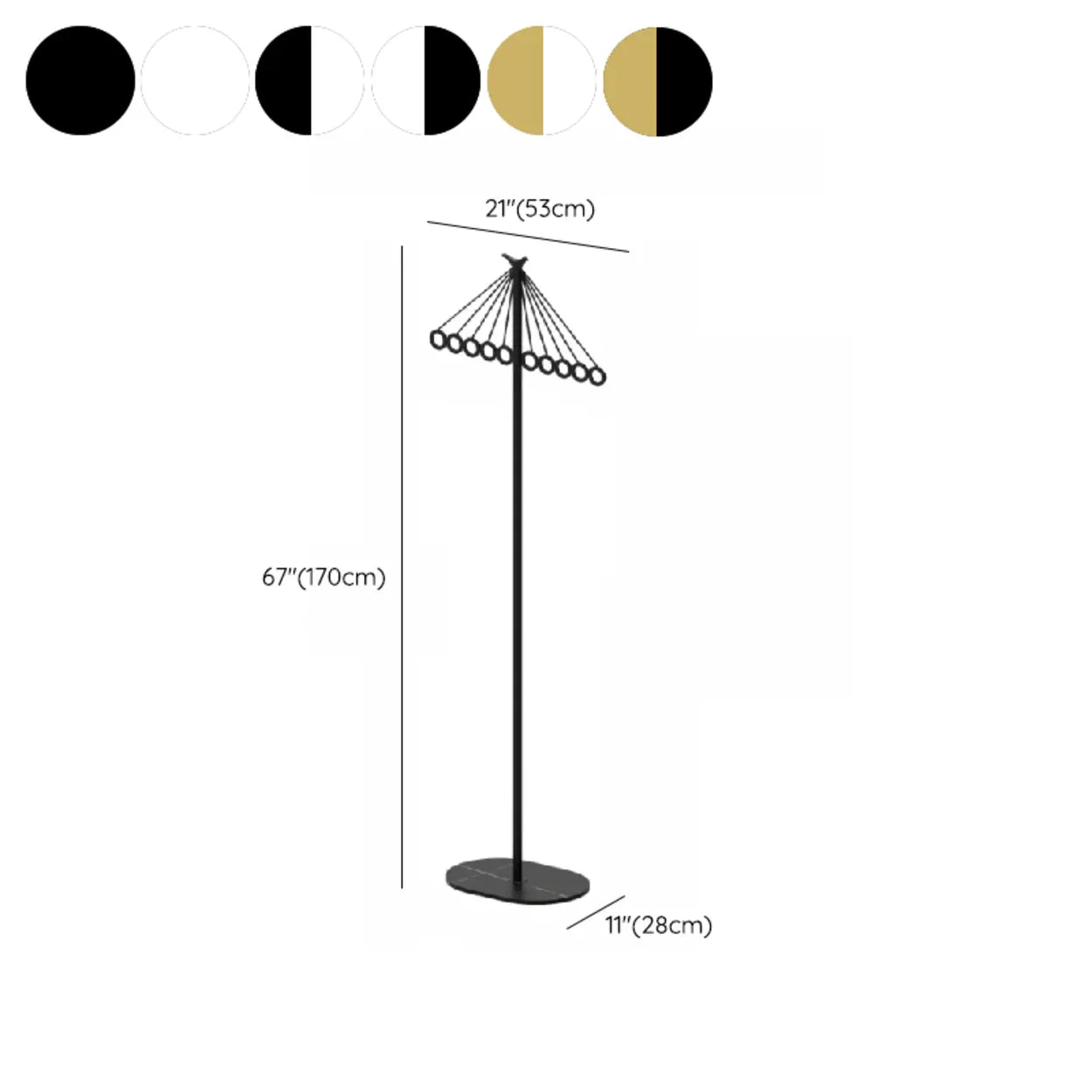 Multi-Color Tall Alloy Freestanding Entry Coat Rack #size