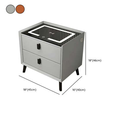 Sleek Gray Wood Drawer Nightstand with LED Top — Grey / 2 Piece Set