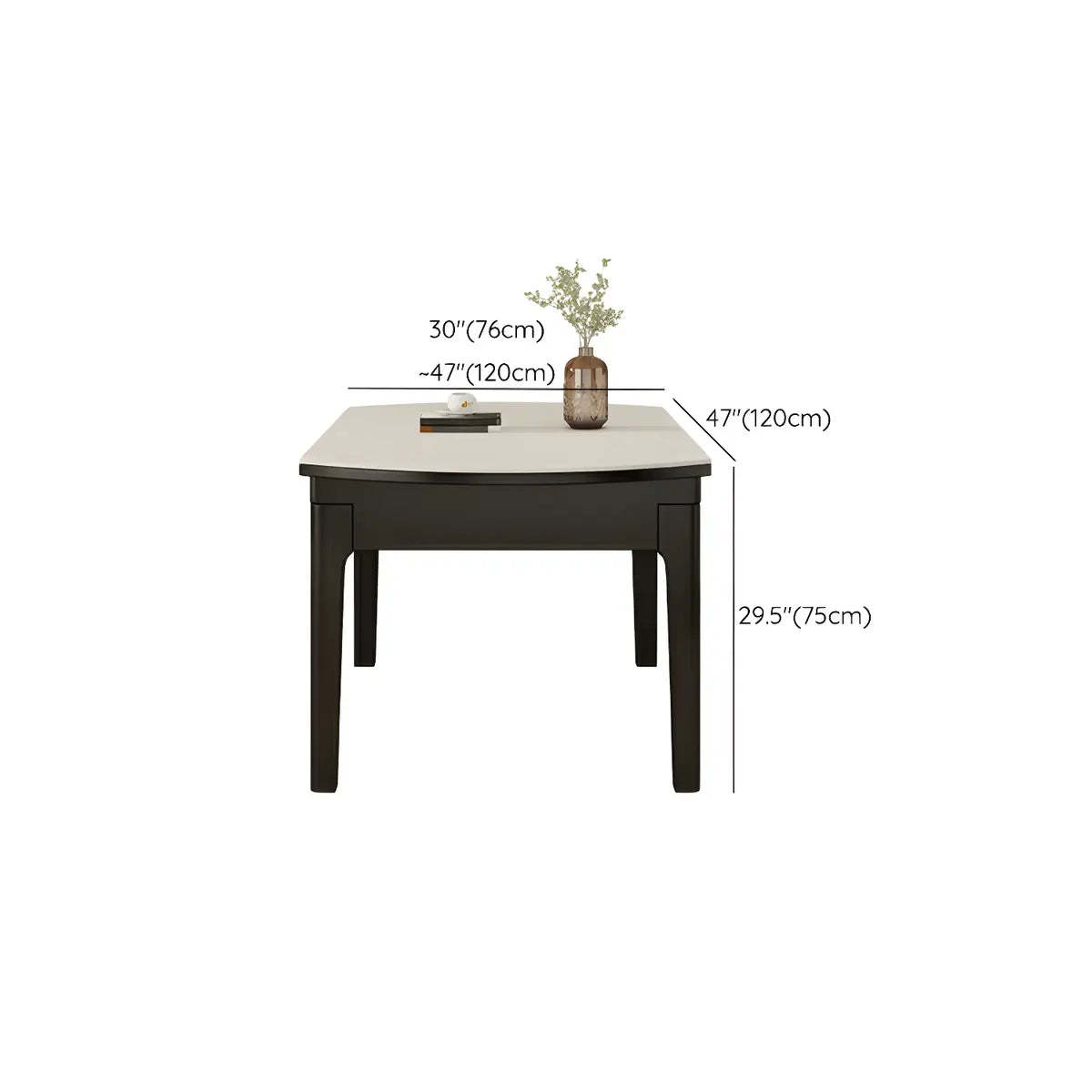 Modern Round Wood and White Stone Extendable Dining Table