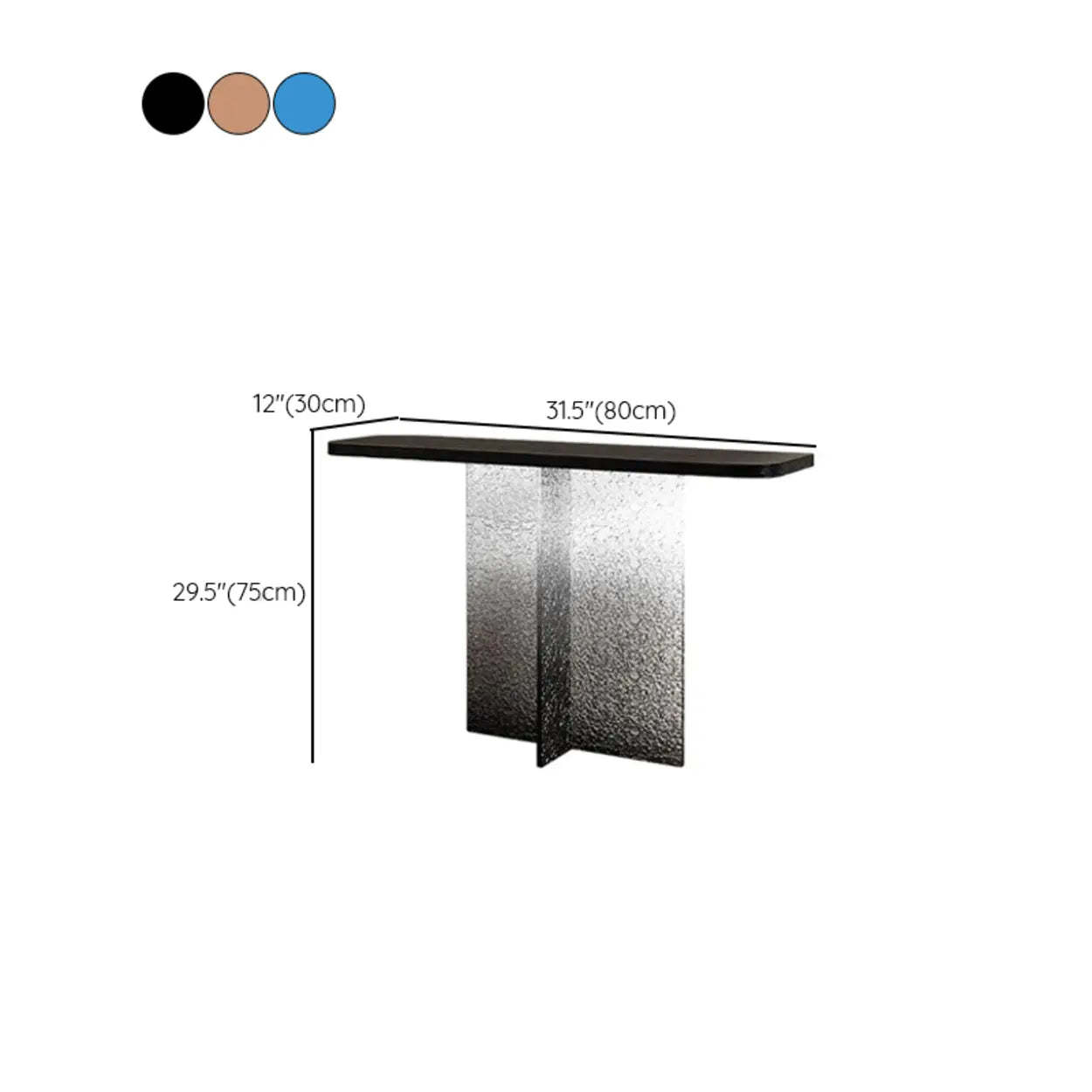 Modern Pedestal Stump Black Top Console Table — Blue