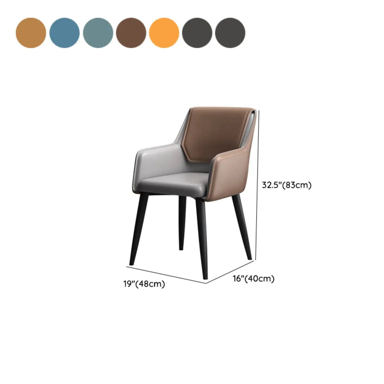 Faux Leather Solid Back Arm Dining Chair