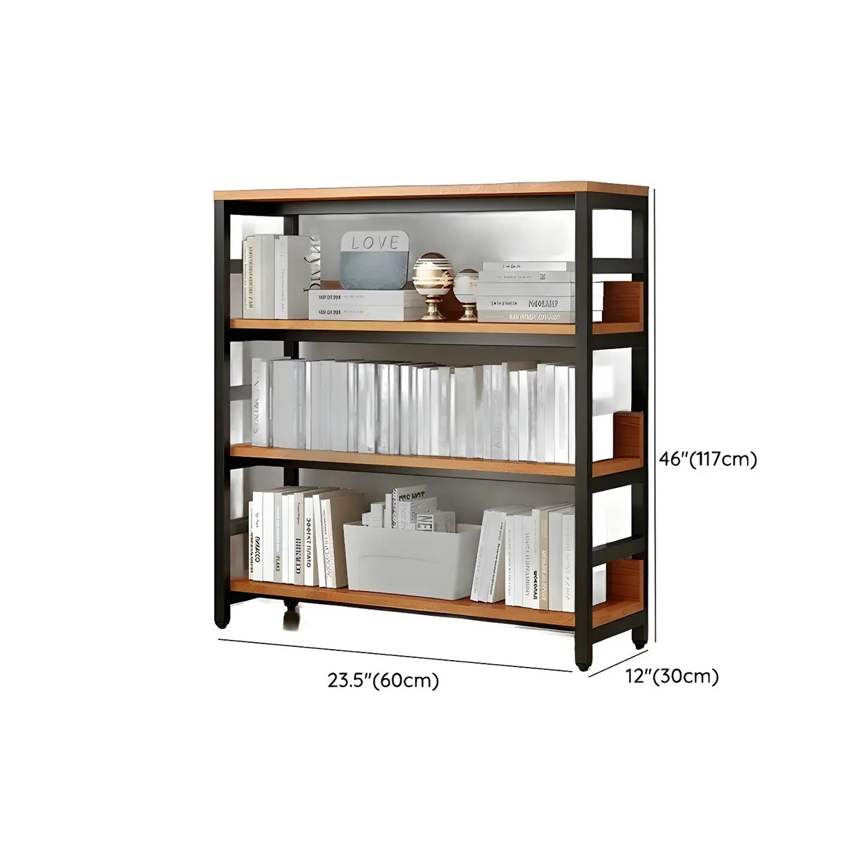 Industrial Metal Open-Back Bookcase
