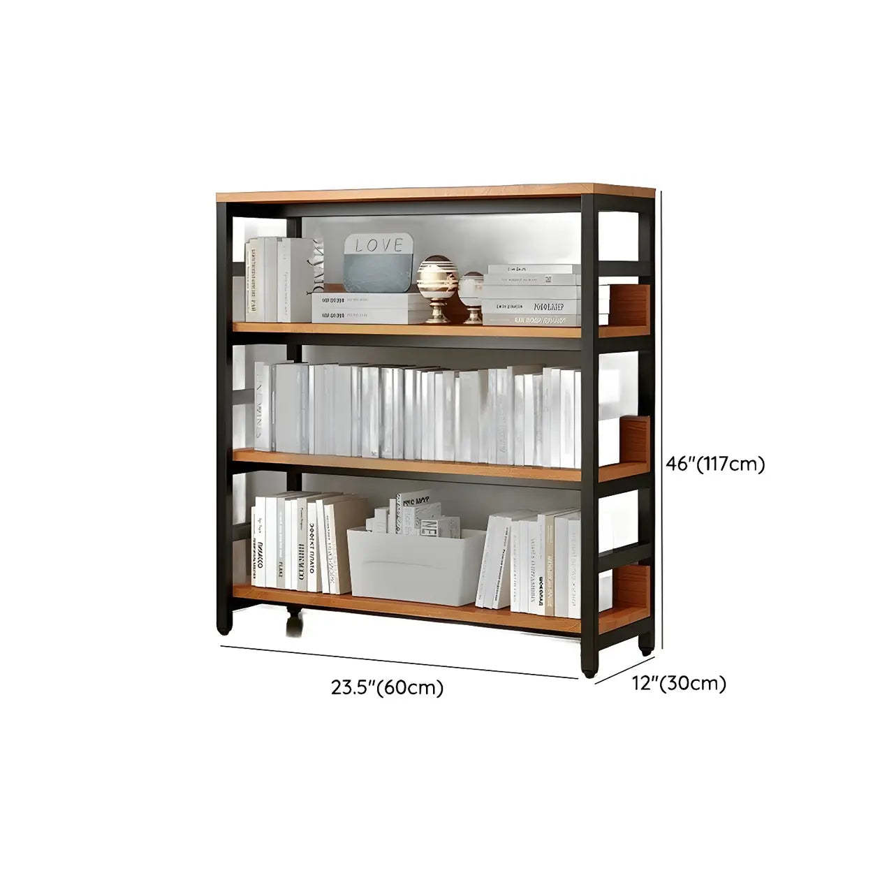 Industrial Metal Open-Back Bookcase