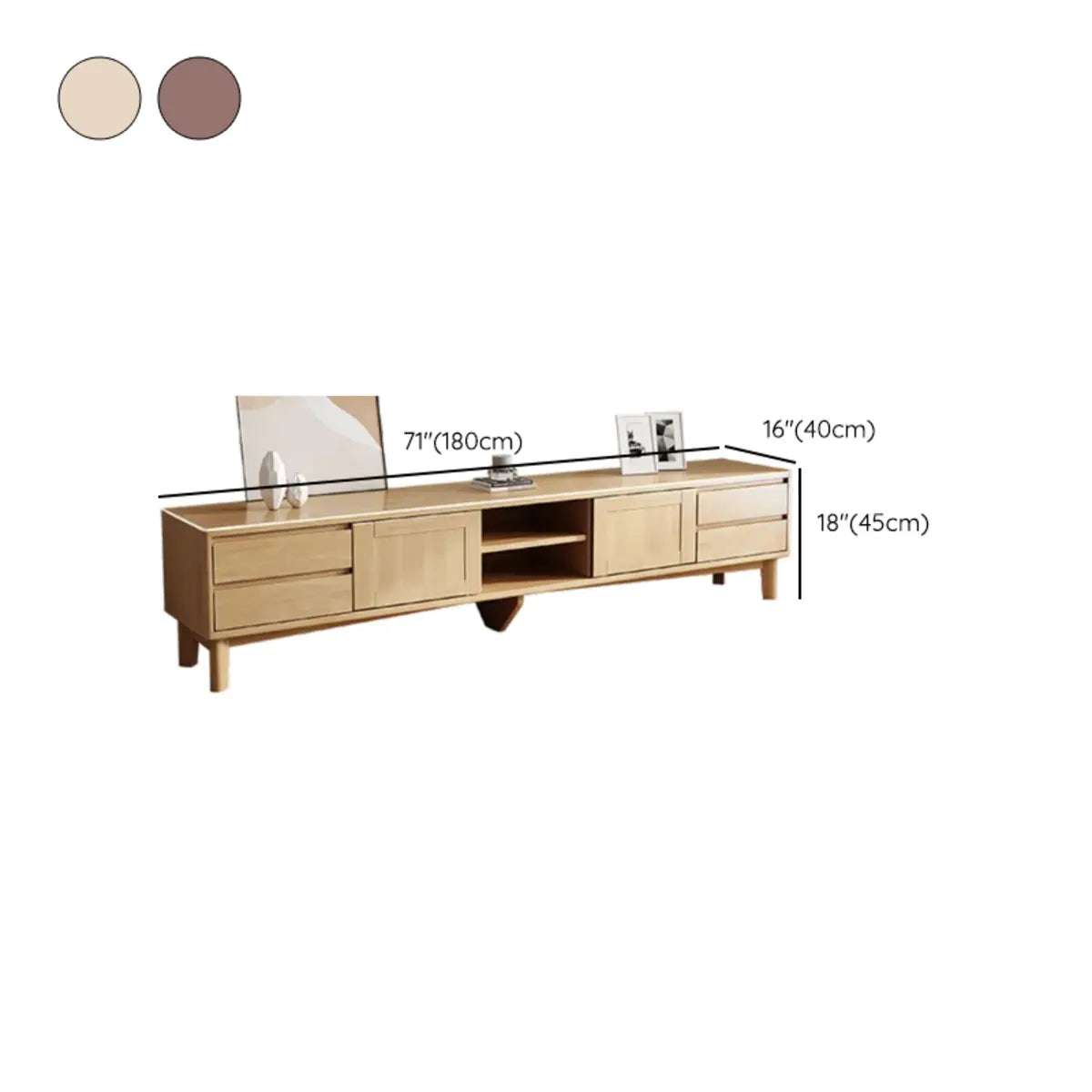 Simple Wood Tone Open Storage Long TV Stand