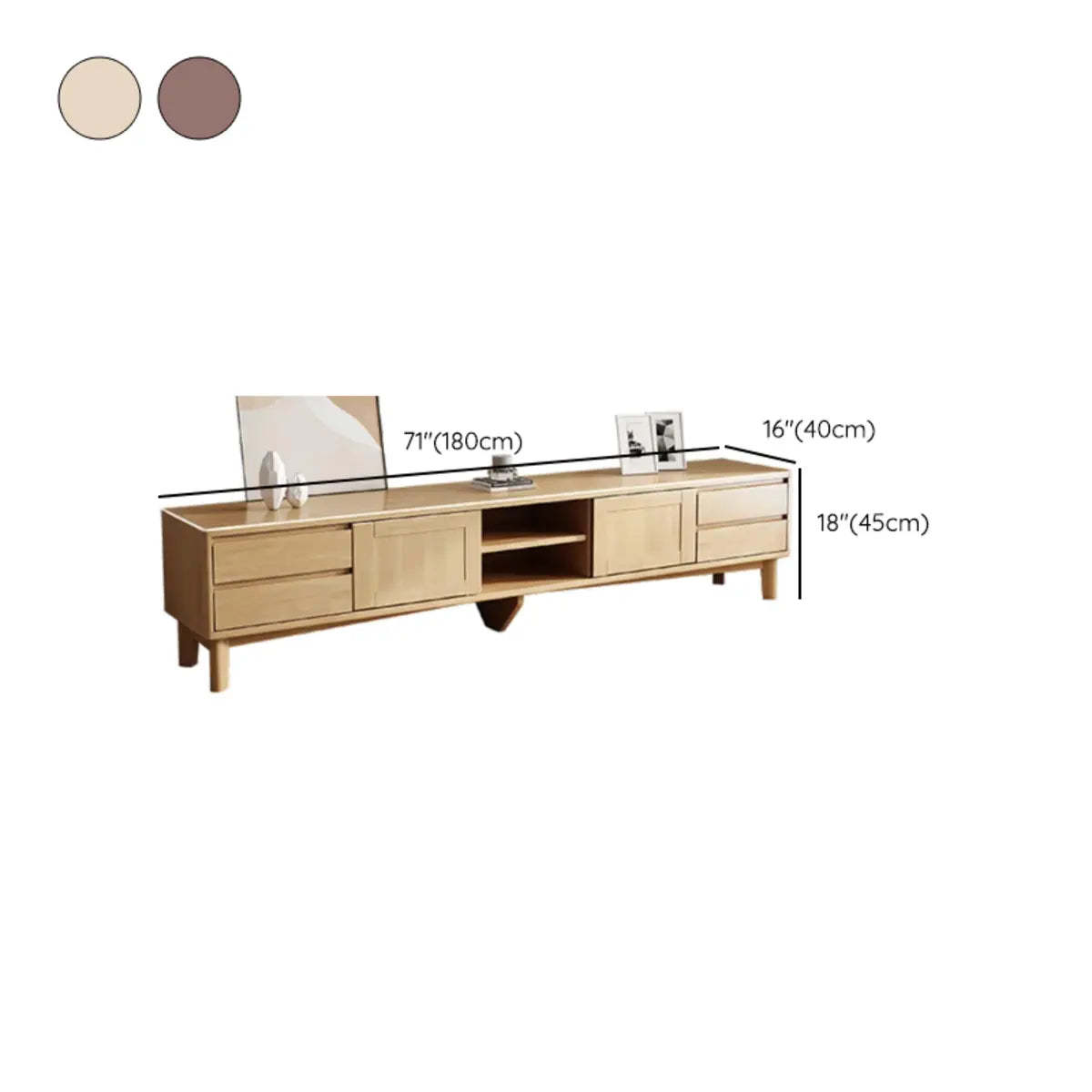 Simple Wood Tone Open Storage Long TV Stand