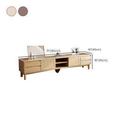 Simple Wood Tone Open Storage Long TV Stand