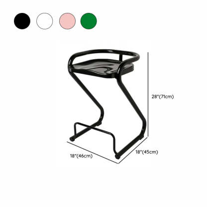 Curved Sled-Base Bucket Bar Stool with Footrest — Pink / Black