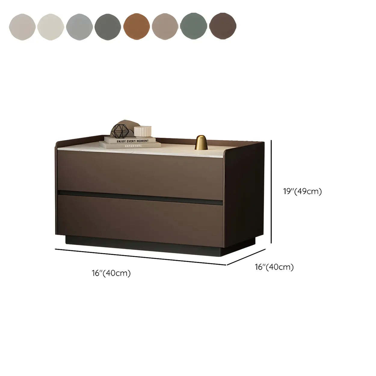 Cream Rectangular Faux Leather Storage Nightstand — Cream Gray / 2 Piece Set