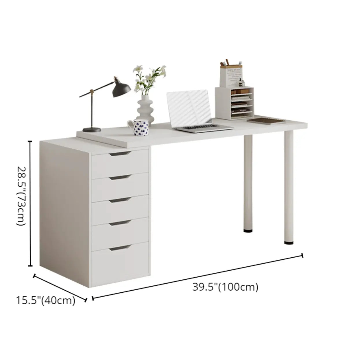 Modern White Soft-Close Drawer Computer Desk