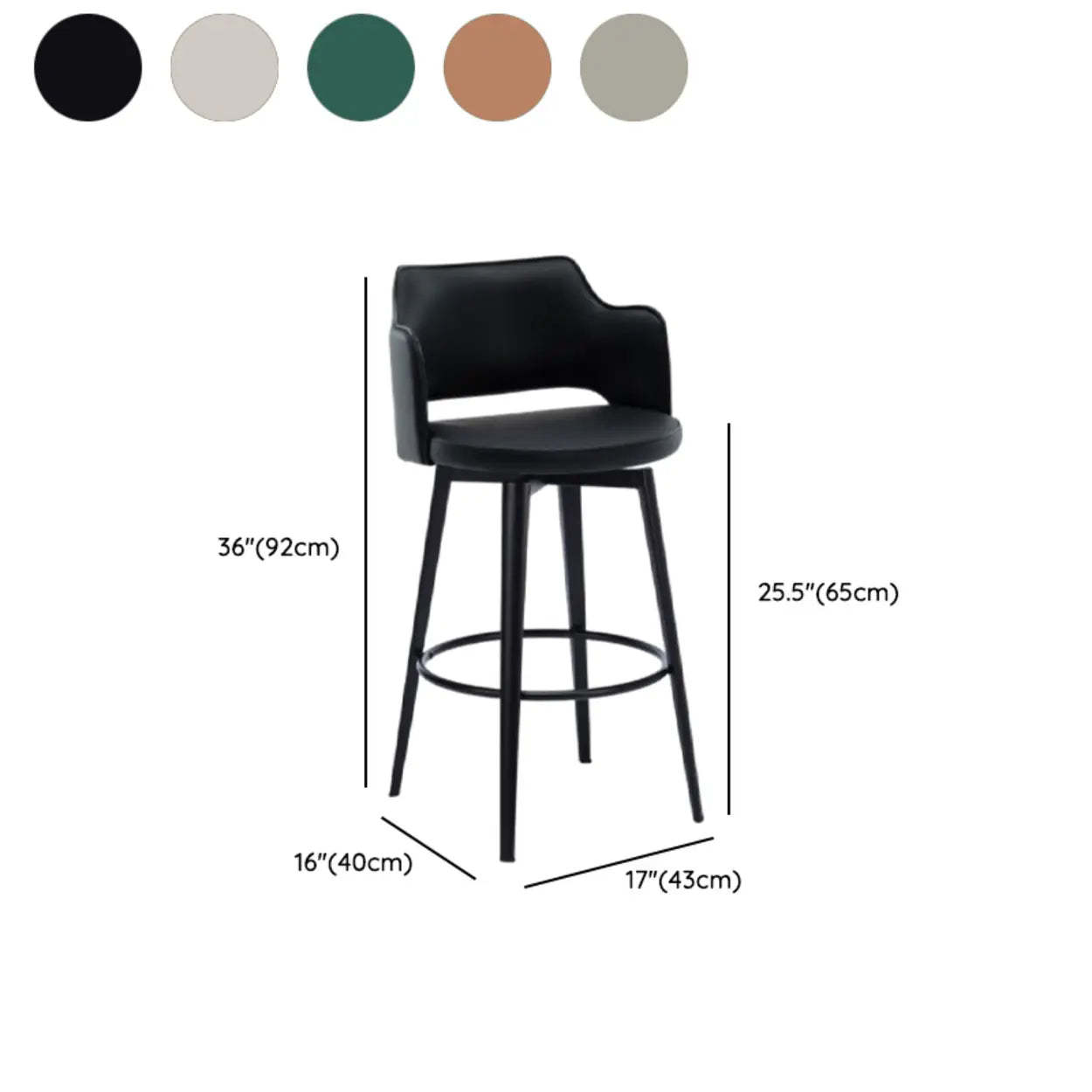 Modern Low Back Leather Counter Bar Stool