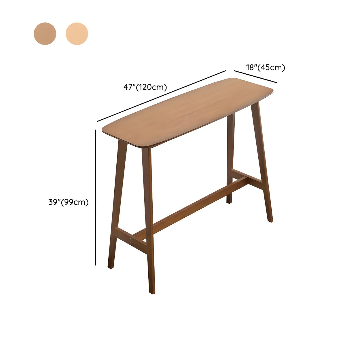Scandinavian Minimalist Wood Counter Height Bar Table #size