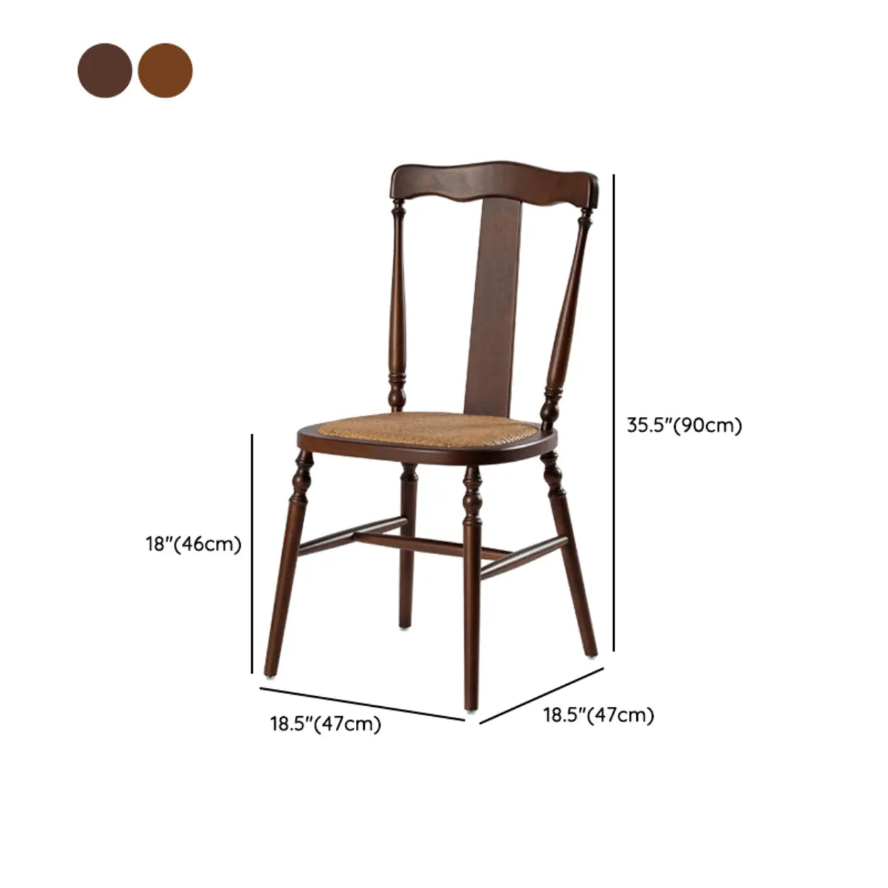 Wood Open Slat Back Ash Dining Chair Walnut