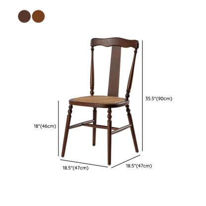 Wood Open Slat Back Ash Dining Chair Walnut