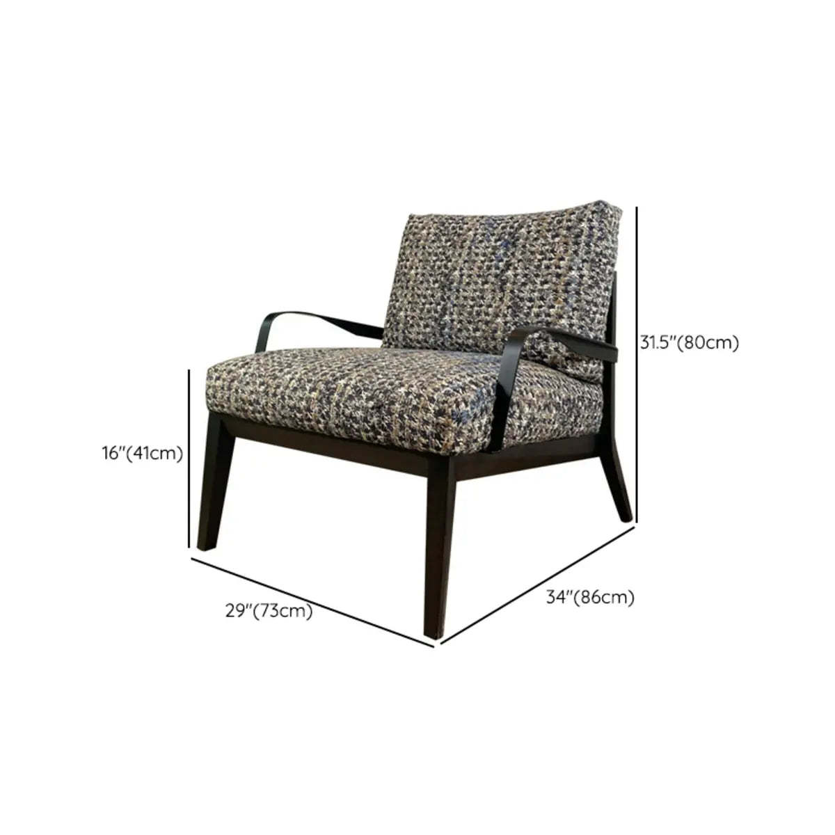 Flared-Arm Linen Black-Leg Armchair